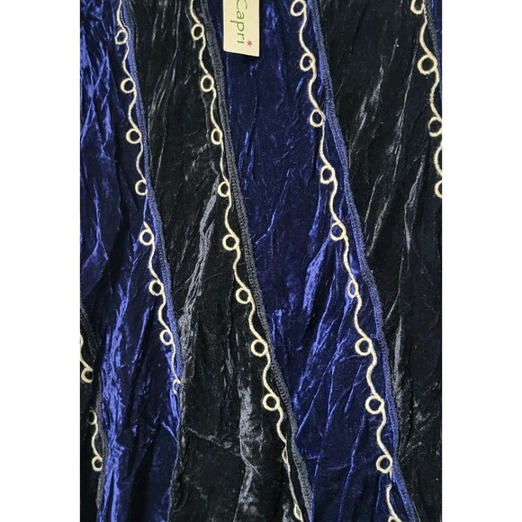 Vintage Y2K 90s Embroidered Velvet Midi Skirt- Whimsical Boho Hippie New Size M - Picture 2 of 5